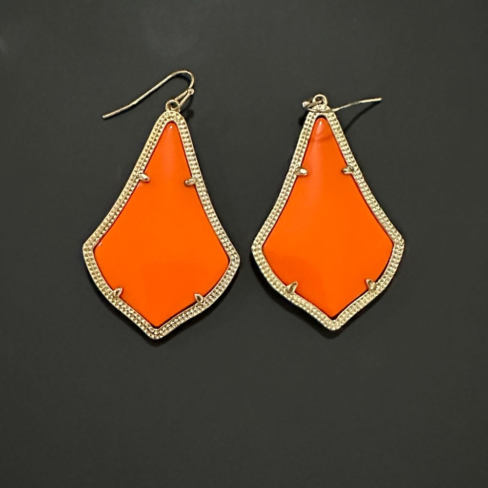 Elegant Orange and Gold Drop Earrings